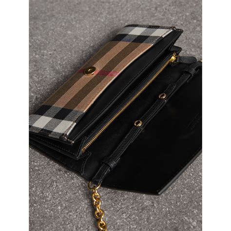 burberry house check zip around wallet|Burberry wallet on a chain.